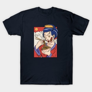 Awesome Zombie Geisha Eating Ramen T-Shirt